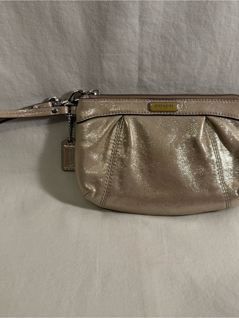 Coach Metallic Taupe Wristlet Clutch